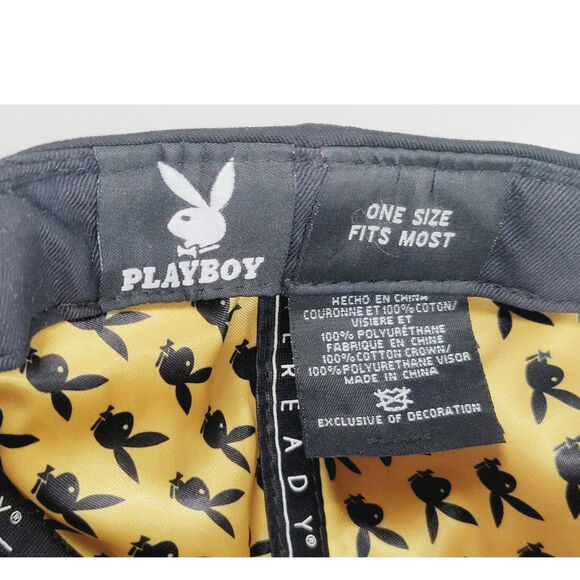 PLAYBOY FAUX LEATHER BILL BLACK ADJUSTABLE HAT - Picture 13 of 14